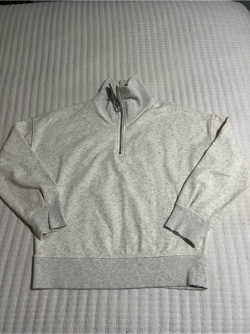 Athleta Light Heather Gray Half-Zip Pullover Sweatshirt